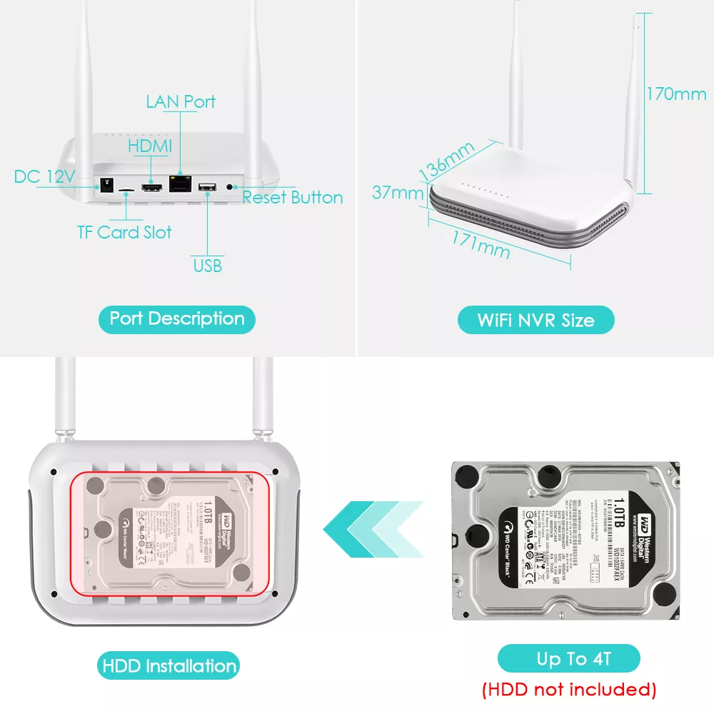 4 Channel Cctv Ip Security Camera Kit Surveillance Cc tv Camera Full Set Support TF Sd Card Hdmi